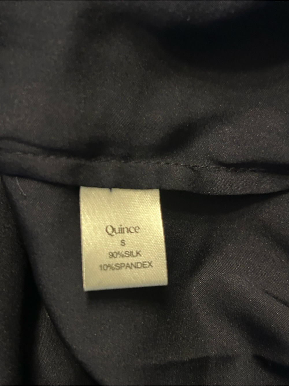 NWT Quince washable stretch silk notch collar blouse Navy Blue Size Small - Picture 6 of 7